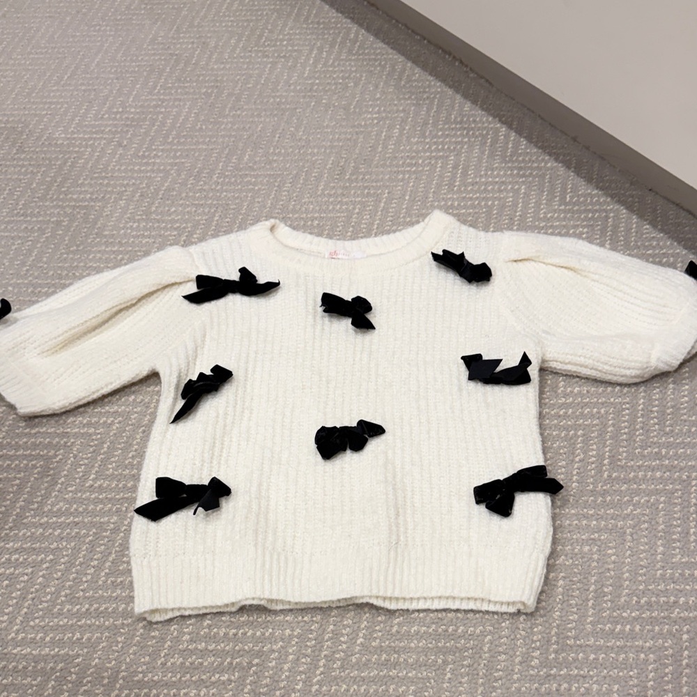 GB Girls White Ribbed Sweater